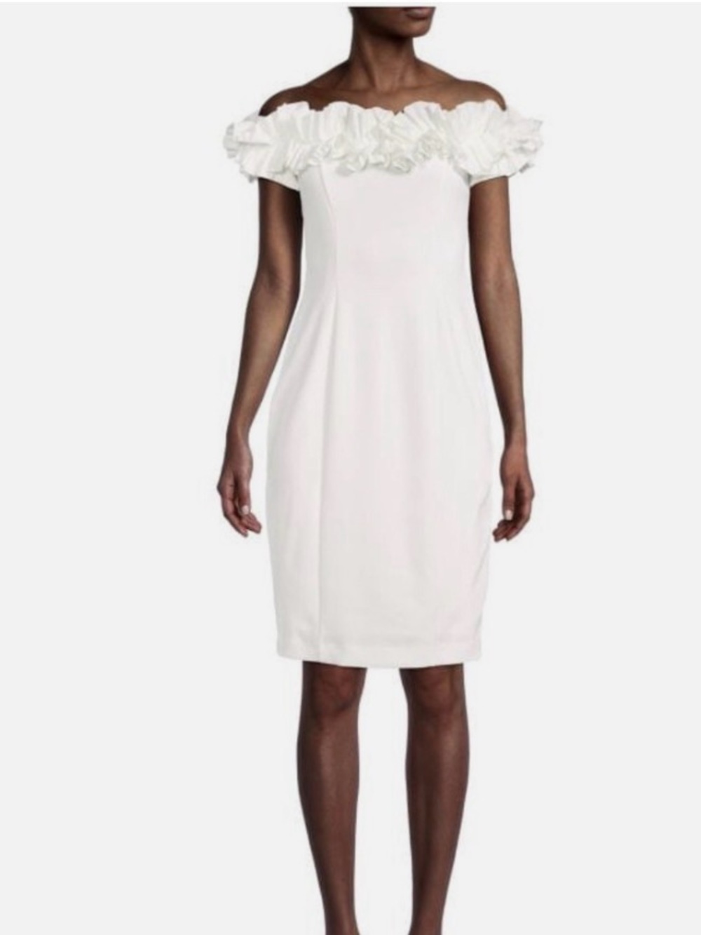 Calvin Klein white off shoulder ruffle dress
